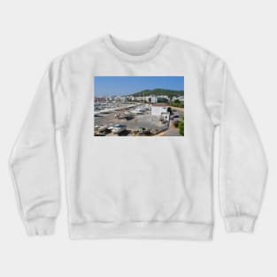 The Boatyard and Marina at Santa Eulalia, Ibiza Crewneck Sweatshirt